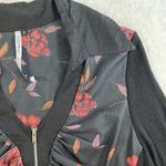 Just living Vtg Y2K Jrs 3 Top Boho Fairycore Whimsigoth Witchy Steampunk Black Floral Zip Up Photo 3