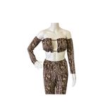 Brown Leopard Print Wide Leg Pants Set Photo 6