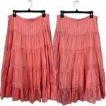 Rampage Vintage Y2K  Tiered Full Midi Skirt Size 9 Coral Sheer Ruffle Lined Retro Photo 1