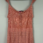 Say What? Say What? Y2K Pink Crochet Knit Tank Top Large Pearl Detail Stretch Croquette Photo 0