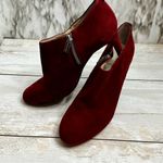 Michael Kors Women Sz 9.5 Red Suede Stiletto Side Zip Booties Shoes Silver Sexy Photo 10