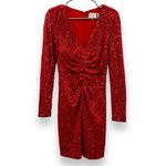 RTR One33 Social Red Sequin Drape Long Sleeve Sheath Mini‎ Dress Sz 4 Photo 2