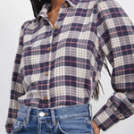 Rails Angelica Almond Pink Navy Plaid Soft Flannel Button Down Shirt Size Medium Photo 0