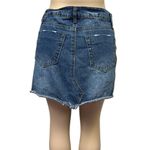 Ashley Mason  Cotton Denim Raw Hem Blue Jean Mini Skirt Womens Size Large Photo 4