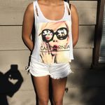 California love tank, White Racerback tank, graphic tank top, 2010s tank Photo 2
