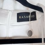 RASARIO White Satin Draped Long Sleeve V Neck Gown Dress Size FR 40 US 6 NWT Photo 4