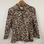 Charter Club  Pink Green Abstract Watercolor Floral Button Down Shirt Size 14 Photo 0