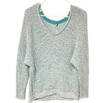 Free People  Size XS Blue Bright Lights V-Neck Knit Long Sleeve Top Photo 1