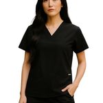 FIGS  Casma Pocket Scrub Top Black Large V-Neck Technical Collection Women's Sm Photo 0