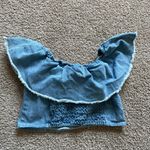 American Eagle  Denim Off The Shoulder Crop Top Size Medium NWOT Photo 1