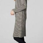 J.Jill Reversible Sweater Dress Black Grey Stripe Cotton Knit Petite Size XS NWT Photo 3