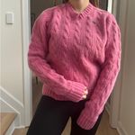 Abercrombie & Fitch Vintage Pink Cable Knit Sweater L Shetland Wool Cashmere Photo 5