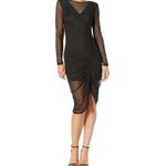 Bebe NWT  701782A Mesh Long Sleeve Vneck Illusion Midi Dress Black Size Large Photo 8