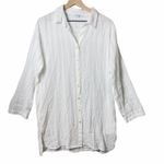 Blue Island White Long Sleeve Gauze Tunic Beach Swim Cover Up Top 100% Cotton M Photo 0