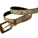 Vtg Elite Gold Check 1980s Womens Belt Size M/L 4011 Beaded Gold Buckle Retro Photo 1