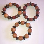 3 Vintage Brown Wooden Beaded Ethnic Tribal Boho Stretchy Bracelets Photo 5
