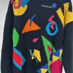 Colorful Geometric Pattern Sweater vintage L vibrant 90s 80s casual costume Black Size L Photo 3