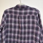 Natural Life Plaid Gauze Cotton Popover Top Purple Gray Photo 11