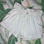 PacSun Mint Green PaperBag High Waist Mom Denim Shorts Photo 0