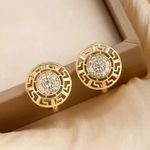 Hoop Earrings European fashion Round Synthetic Zircon earrings Gold Photo 2
