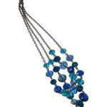 Cobalt & Sky Blue Crystals Double Strand Layer Beaded Women’s Necklace Photo 4