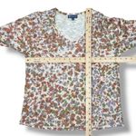 Democracy Printed Wide V Neck Ruffle Snap Cuff Long Sleeve Top Beige Medium Photo 11