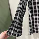 Beach Lunch Lounge Womens Size Medium Black White Plaid Long Sleeve Peasant Top Photo 3