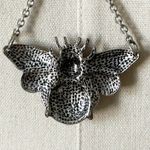 Silver Tone Bee Pendant Necklace Rhinestone Wings Chain Charm Statement Jewelry Photo 3