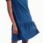 J.Crew NWT $130  Blue Drop Waist Poplin Knee Length Ballet Neck Dress XS Photo 0