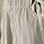 Caslon  Ivory Cloud Bonnie Woven Peasant Top medium White beige striped boho Photo 3