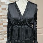 𝅺OPT ONE PRETTY TIME Tianna Mini Dress XL Black Pleated Ruffle Tiered Silky Photo 5