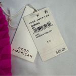 Good American NWT Size 2 M Hawaiian Pink Jacquard Bandeau Bikini Swim Top Barbie Photo 4