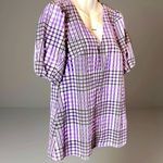 Anthropologie NWT MARE MARE Marsha Plaid Puff Sleeved V-Neck Tunic Blouse Sz Sml Photo 1