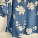 Cal Style L Blouse 100% Cotton Blue Floral Embroidered Tassels Size L Photo 2