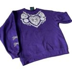 Vintage Purple Crewneck Sweatshirt White Lace Details 80’s Wild Cottagecore Gran Size XL Photo 1