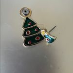 Source Unknown Festive Christmas Tree Sparkle Gold Enamel Pierced Earrings for Christmas Photo 2