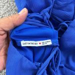 Lucy in the Sky Size M Blue Drape Neck Rear Lace Up Mini Dress Party Formal Photo 4