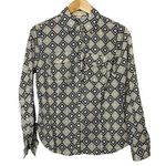 Michael Kors  Black & Tan Geometric Print Retro Look Button-Up Shirt Womens Small Photo 0