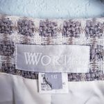 Vintage Worth New York Taupe and Cream Diamond Bling Scoop Neck Wool Blazer Coat Gray Size 10 Photo 4