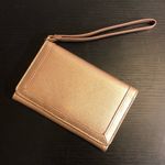Neiman Marcus NWT New  Flap-Top Tech Rose Gold Wristlet Photo 0