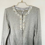 Beatrix Ost Floral Beaded Sweater Size Large Gray Long Sleeve Photo 2
