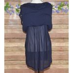 Flying Tomato  Blue Blouse Top Size L Lace Hem Tunic Up V-Neck Casual Photo 8