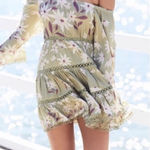 Jaase  off shoulder mini dress size Medium‎ green floral Photo 0
