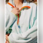 Urban Outfitters Ethan Fleece Retro Half Zip Pocket Collar Popover Jacket Neon Photo 1