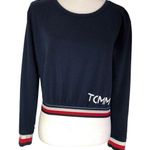 Tommy Hilfiger Women’s Navy Blue Logo Cropped Pullover Sweater Photo 0
