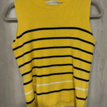 Evan Picone 100% Cotton Sleeveless Blue and White‎ Striped RibbedCotton Top Photo 0