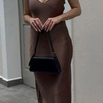 ZARA dress midi maxi satin wedding chocolate brown party cocktail Photo 21