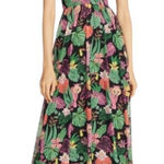 Betsey Johnson PAULINA TROPICAL PRINT HALTER MAXI DRESS IN RAVEN BLACK M Photo 0