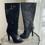 Colin Stuart  leather Black Cutout Knee-High tall platform heeled Boots size 7 Photo 1