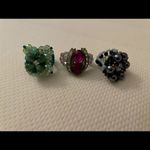 Handmade  colorful Swarovski crystal oval pink ring, size 6 made in France boho Photo 4